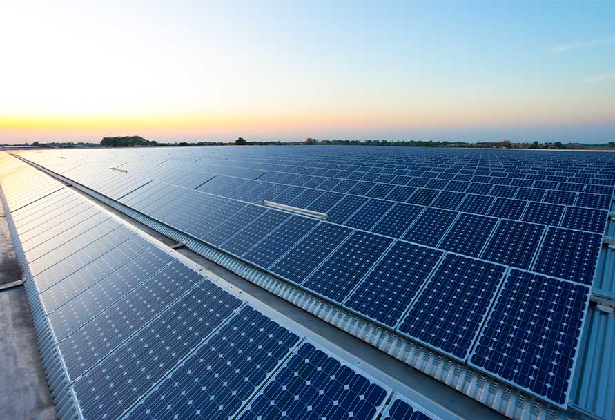 Close up image of solar panels